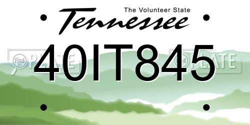 40IT845 Tennessee License Plate
