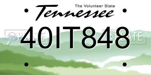 40IT848 Tennessee License Plate
