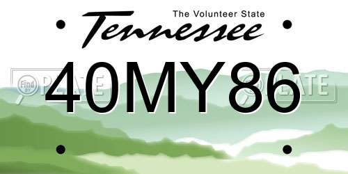 40MY86 Tennessee License Plate