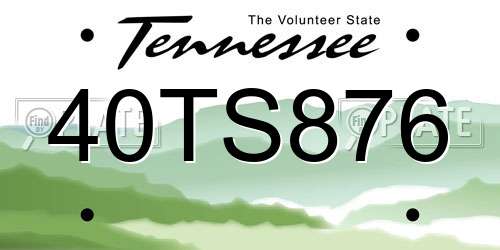 40TS876 Tennessee License Plate