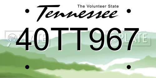 40TT967 Tennessee License Plate