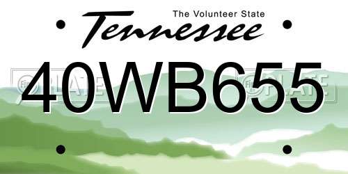 40WB655 Tennessee License Plate