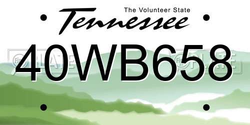 40WB658 Tennessee License Plate