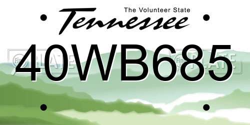 40WB685 Tennessee License Plate