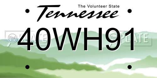 40WH91 Tennessee License Plate