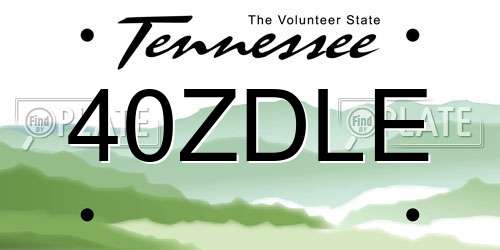 40ZDLE Tennessee License Plate