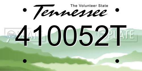 410052T Tennessee License Plate