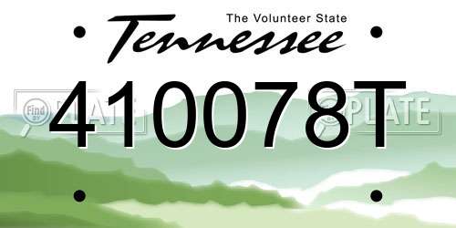 410078T Tennessee License Plate