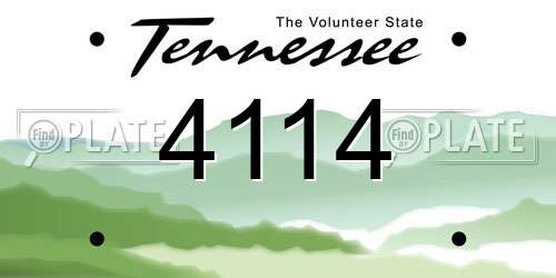 4114 Tennessee License Plate