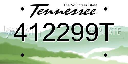 412299T Tennessee License Plate