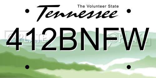 412BNFW Tennessee License Plate