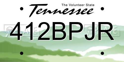 412BPJR Tennessee License Plate