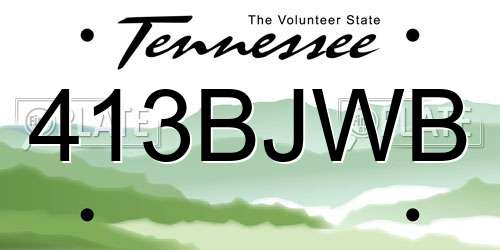 413BJWB Tennessee License Plate
