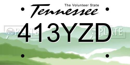 413YZD Tennessee License Plate