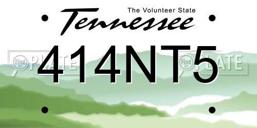 414NT5 Tennessee License Plate