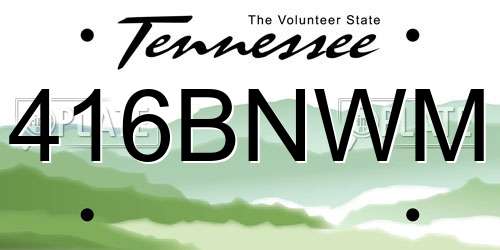 416BNWM Tennessee License Plate