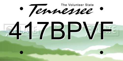 417BPVF Tennessee License Plate
