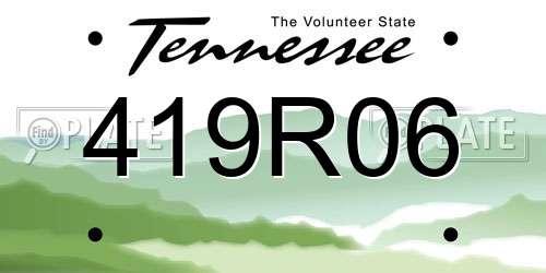 419R06 Tennessee License Plate