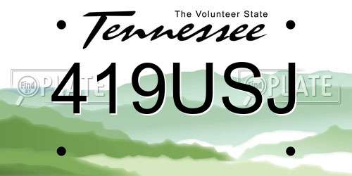 419USJ Tennessee License Plate