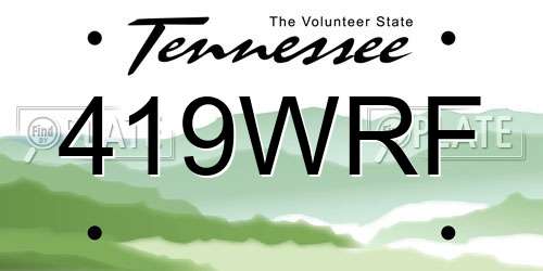 419WRF Tennessee License Plate