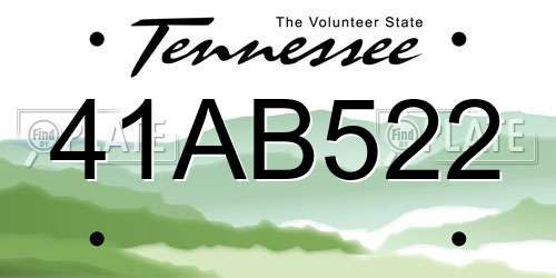 41AB522 Tennessee License Plate