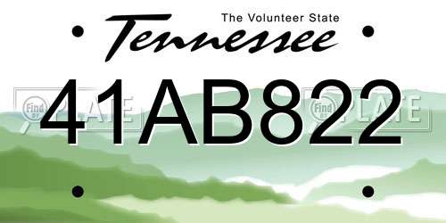 41AB822 Tennessee License Plate