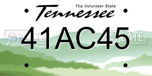 41AC45 Tennessee License Plate