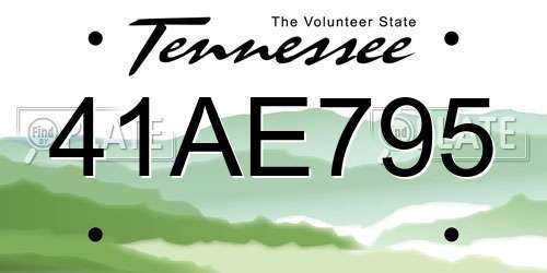 41AE795 Tennessee License Plate