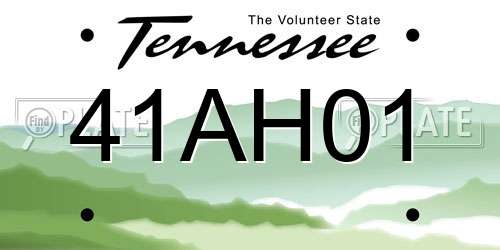 41AH01 Tennessee License Plate