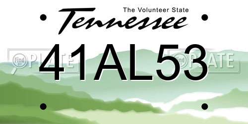 41AL53 Tennessee License Plate