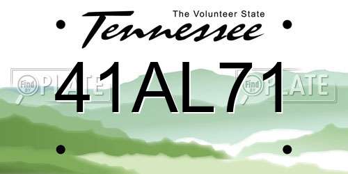 41AL71 Tennessee License Plate