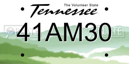 41AM30 Tennessee License Plate