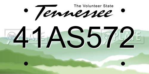 41AS572 Tennessee License Plate