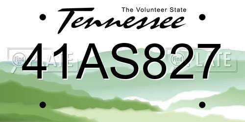 41AS827 Tennessee License Plate