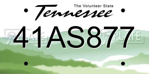 41AS877 Tennessee License Plate