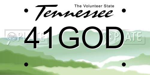 41GOD Tennessee License Plate