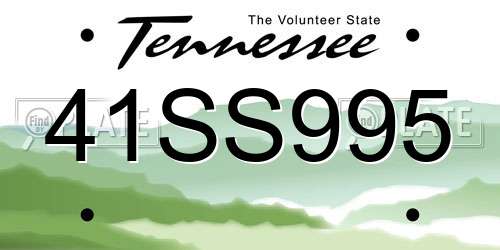 41SS995 Tennessee License Plate