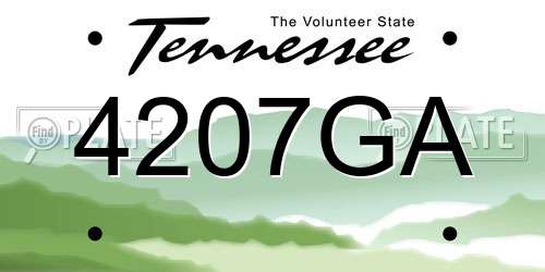 4207GA Tennessee License Plate