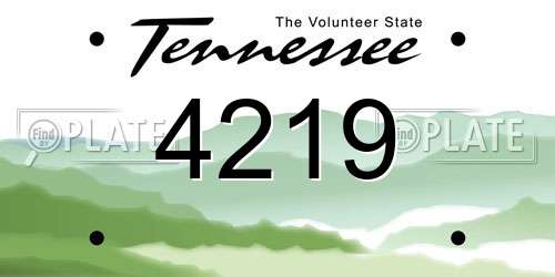 4219 Tennessee License Plate