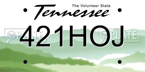 421HOJ Tennessee License Plate