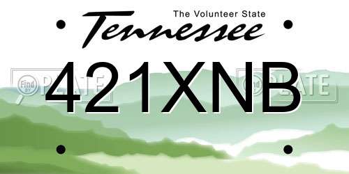 421XNB Tennessee License Plate