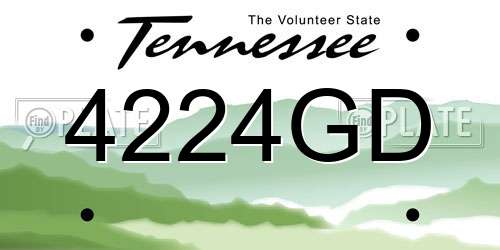 4224GD Tennessee License Plate