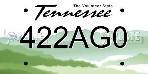 422AG0 Tennessee License Plate