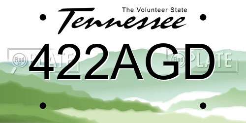 422AGD Tennessee License Plate
