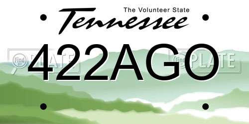 422AGO Tennessee License Plate