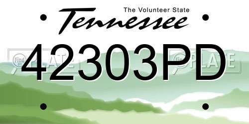 42303PD Tennessee License Plate