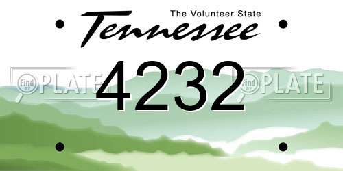 4232 Tennessee License Plate