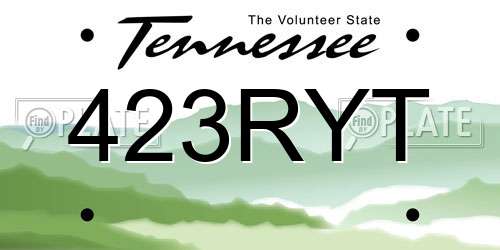 423RYT Tennessee License Plate