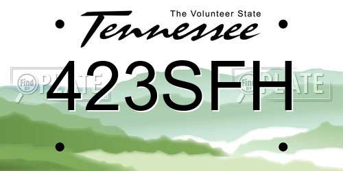 423SFH Tennessee License Plate