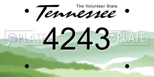 4243 Tennessee License Plate